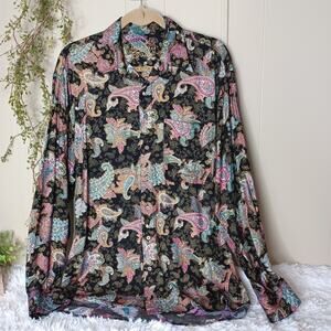 Vintage Jack Lipson Studio Hawaiian Retro Abstract Floral Shirt M
